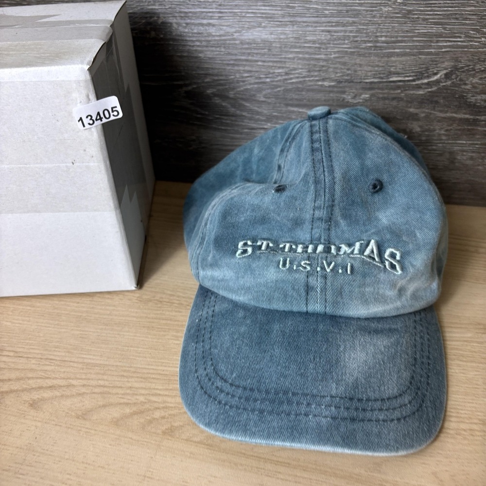 St. Thomas USVI Hat Cap Strap Back Blue Washed Iguana Jack's Souvenir Mens - Picture 9 of 9
